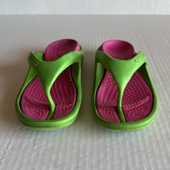Crocs Green And Pink Athens Flip Flops - Picture 5 of 8